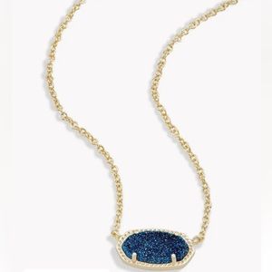 Kendra Scott Elisa Pendant Necklace in Gold and Blue Drusy